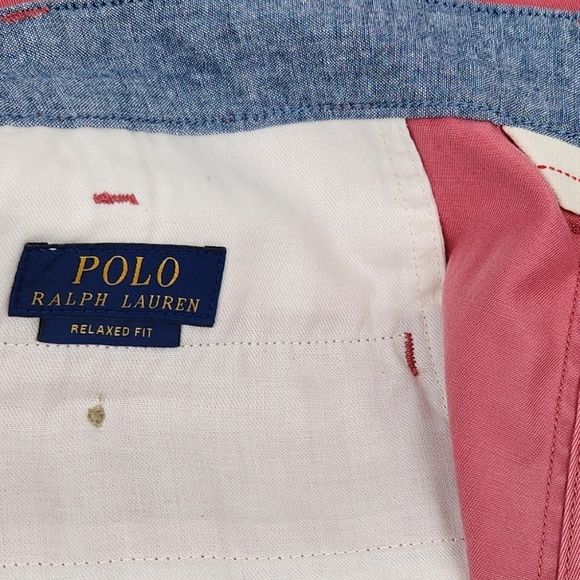 Polo Ralph Lauren Relaxed Fit 100% Cotton Pink Flat Front Shorts. Size 42. - Picture 5 of 6